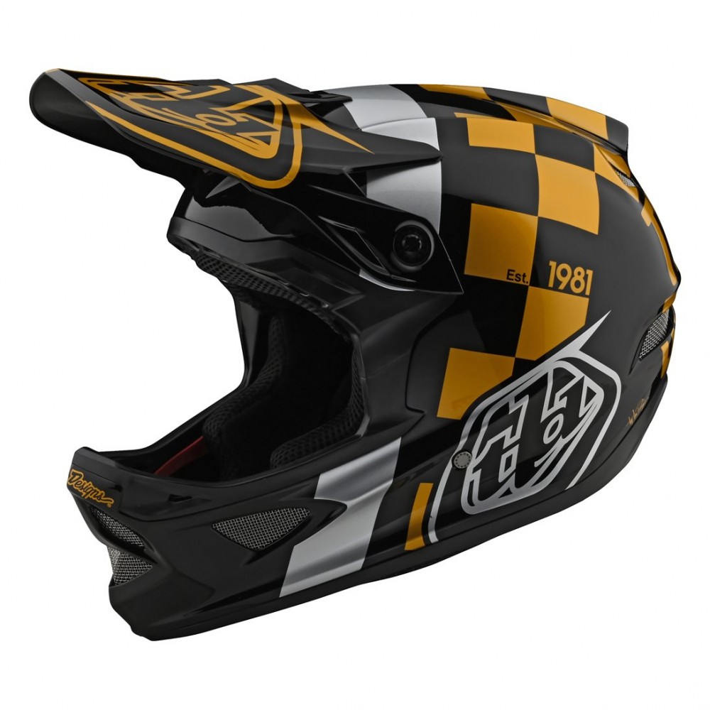 Troy Lee Designs D3 Fiberlite Full Face Helmet Race Shop Black / Gold